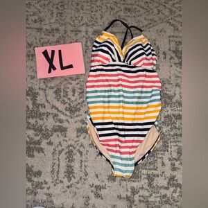 Isabel Maternity by Ingrid & Isabel Striped crisscross swimsuit XL like new